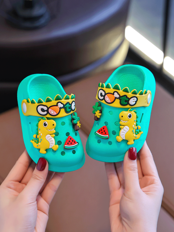 Dinozaur drăguț, unisex, pantofi de grădină din PVC pentru copii - comozi și impermeabili, perfecti pentru 0-5 ani