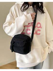 Women Velvet Crossbody Messenger Bag Casual Fashion Solid[W-201] - 綠色 - 查看 2