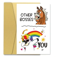 1PC Humorous Boss Card, "Other Boss You" Birthday Greetings, Office Paper Cards, Funny Boss's Day Cards, Suitable For Both Men And Women,Back To School,School Supplies - Multicolor - View 2