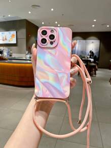 1 件斜跨带极光渐变防摔手机壳，兼容 Apple、/Galaxy、Infinix、Redmi、OPPO、VIVO、Realme 防水防震防刮 - 粉色 - 查看 5