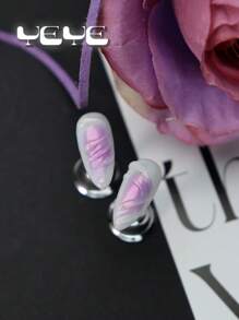 Y2K Elevate Your Style With 10pcs Almond Handmade Elegant Mermaid Romantic Light Purple Boho Full Cover Fake Nails Set Korea Style Gradient Purple Vanity 3d Three-Dimensional Decoration Shell Line Elegant Full Coverage Acrylic Press On Nails Kit For Women And Girls Daily & 1pc Mini Nail File & 1 Sheet Adhesive Tabs