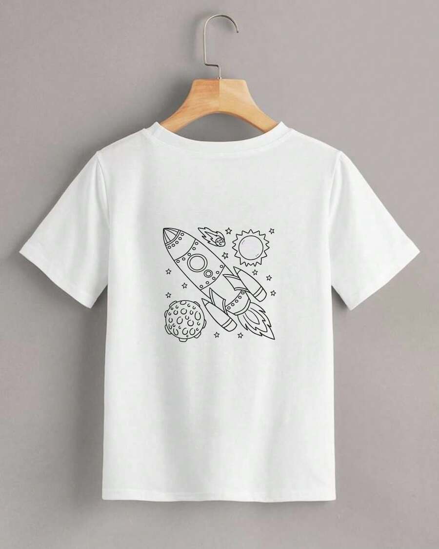 CAMISA PARA COLORIR FOGUETE