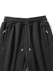2 buc pantaloni casual confortabili pentru bărbați cu buzunare cu fermoar, pantaloni sport tricotați cu picior drept pentru ieșiri de primăvară și toamnă