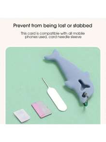 1pc Sim Card Ejection Pin Open Needle Universal Dolphins Shaped Mobile Phone SIM Card Removal Tool, Anti-Lost Top Needle SIM Card Remover Card Pop Up Tool Keychain