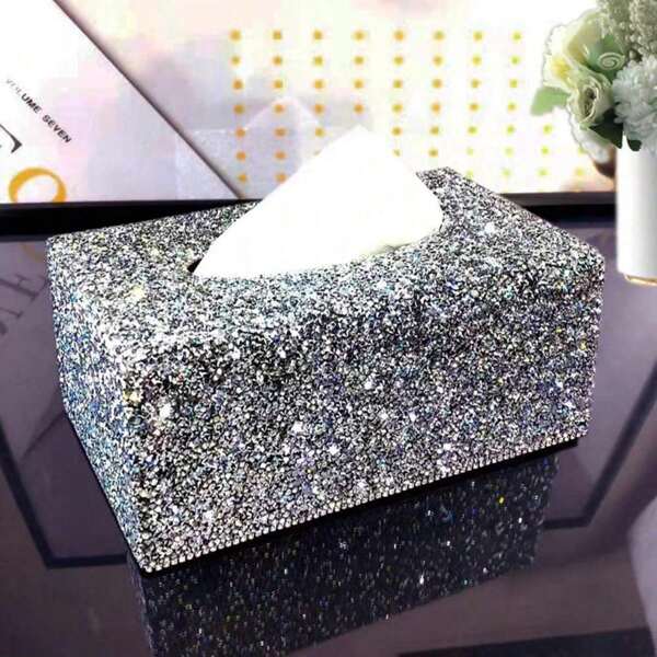 1 件水晶纸巾盒，豪华客厅水晶水钻纸巾盒，时尚纸巾盒，适用于咖啡桌、餐厅、卧室、酒吧、浴室、桌面装饰，发光水晶纸巾盒