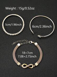 4 peças/conjunto de relógio feminino elegante com strass e numeral romano e pulseira de corrente em formato de 8, pulseira redonda dourada da moda, presente para o dia das mães, dia do professor, ação de graças, formatura, aniversário