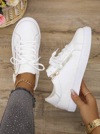 女士新款蓝色蛇纹经典侧拉链休闲鞋，时尚系带厚底运动鞋，非常适合学生、运动、徒步旅行、滑板