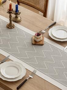 1pc Handwoven Tassel Decor Table Runner, Water-Repellent & Stain-Resistant, Modern Minimalist Style, Elevates Dining Table Artistry For Family Gatherings Or Holiday Celebrations - Grey - View 5
