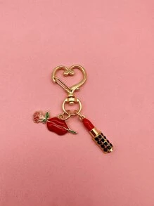 Un pendant de sac conçu sur la base de lèvres sexy, de lèvres tenant des roses et d'un rouge à lèvres exquis. Rouge bourgogne, lèvres sexy et belles, lèvres tenant des roses, rouge à lèvres multicolore, convient aux étudiants du collège et de l'école élémentaire, pendant de sac, porte-clés de voiture, est un petit cadeau pour les petites amies et les cadeaux de la Saint-Valentin