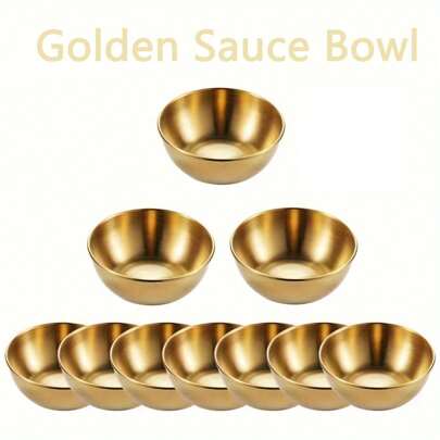 3/5/10pcs Set Stainless Steel Mini Independent Seasoning Bowls, Round Seasoning Dishes, Sushi Dipping Sauce Bowls, Appetizer Dishes,School Supplies