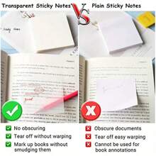 50 Transparent Sticky Notes - Waterproof, Self-Adhesive, Translucent Notepad, Perfect For School And Office Use | Functional Stationery | Waterproof Paper.