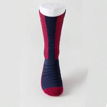 1 Pair Barcelona Red Professional Football/Soccer Socks For Men, Anti-Slip Training Sports Socks With Terry Towel Sole, Mid-Calf Athletic Socks