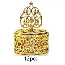 12pcs/24pcs Candy Gift Boxes, Mini Candy Container Boxes With Golden Lids, Plastic Wedding Party Favor Boxes, Chocolate Candy Boxes, Suitable For Party, Wedding, Banquet, New Year, Birthday, Christening, Valentine's Day, Tea Party, Chocolate, Candy, Can Be Used As Wedding Decorations - Gold - View 4