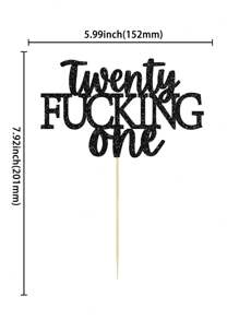1pc Gold 21st Birthday Cake Topper, Suitable For Birthday Party Decoration - Black - View 5
