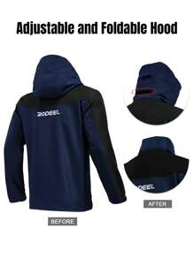 RODEEL Men's Waterproof & Windproof Jacket Windbreaker With Foldaway Hood For Outdoor Events Fishing & Daily Wear - Blue - View 2