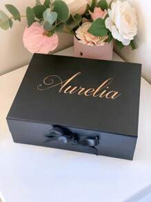 1pc- Custom Name Ribbon Gift Box, Foldable Gift Box, Magnetic Gift Box, Wedding Gift Box, Custom Name Bridesmaid Gift Box, Custom Gift Box With Lid And Ribbon Gift, Personalized Wedding Gift With Bridesmaid Gift Box And Design Your Own Birthday, Valentine's Day, Bridal Gift, Perfect For Giving Gifts On Your Wedding Birthday Or Any Other Occasion, Ornamental,Reusable,Multi-Functional,Stylish,Exquisite,High-Quality,Custom,Personalized,Unique,Ideal Gifts For Her,Her,Girlfriend,Mom,Family,Friends,,School Students,Workers,Office,Tea Room,School,Home,Warm Ambience, Autumn Home Refresh,Home Harmony