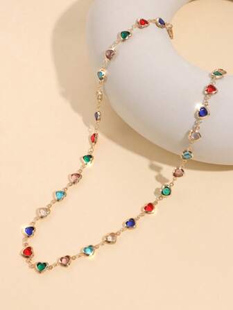 قلادة من الخرز على شكل قلب من الزجاج، إكسسوار يومي، هدية عيد الحب