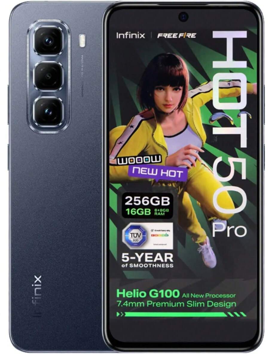 Infinix HOT 50 Pro NFC Dual SIM Gamer Cellphone With 256GB 16GB RAM Ready For Delivery! - màu đen - Xem 1