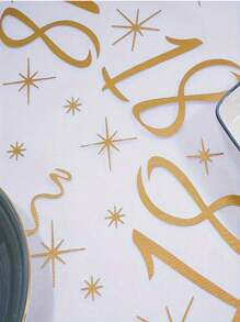 1pc,18/30/40/50/60/70 Years Old Polyester Table Runner,275*28cm,Hot Stamping Mesh Design Table Runner,18th Birthday Party Table Decor,40th 50th 60th Anniversary Retirement Party Supplies,Birthday Party Table Cover