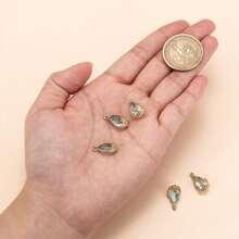 5pcs Hollow Plum Blossom Bordered Teardrop Transparent Glass Pendant Charms, Suitable For Bracelet, Necklace, Earring, Tassel Hair Accessory DIY