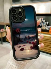 1 pièce Coque de téléphone antichute en TPU à bord épais avec texture de rose. Compatible avec les séries Apple : iPhone 16/16 Pro Max/16 Pro/16/16 Plus 11, 15 Pro Max, 14 Pro Max et les séries Galaxy, Sam/Honor, X7B, X8B/S24/S24U/23U/A55/A54/A13/A14 - Noir - Voir 5