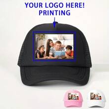1pc Customizable Photo Baseball Cap - Breathable Polyester, Adjustable Unisex Trucker Cap, Lightweight Golf Sun Hat With Personalized Printing Option