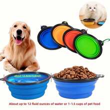 1 pièce Bol à nourriture pour animaux de compagnie portable : Bol pliable en TPR pour chats et chiens, bols à nourriture et à eau pour animaux de compagnie à suspendre pour le voyage à l'extérieur - Multicolore - Voir 4