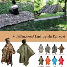 1PCS 3-In-1 Multifunction Travel Waterproof Poncho Outdoors Rain Coat Shelter Camping Mat Backpack Cover Women Men Raincoat