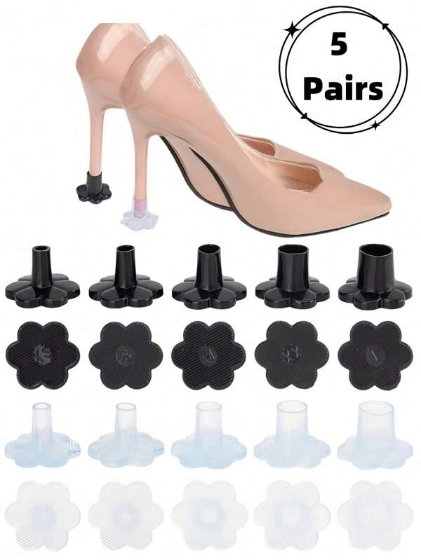 1/5 Paia di scarpe con tacco alto e copritacchi, copri tacchi protettivi, tacchi sottili, antiscivolo e anti-usura per scarpe da matrimonio, copritacchi da ballo latino su erba di spiaggia,copritacchi fonoassorbenti, rinforzati e anti-usura,copritacchi protettivi, anti-scivolo e anti-usura, copritacchi per ballo latino con tacco alto, copritacchi alla moda fonoassorbenti, adatti per matrimoni, uffici e feste