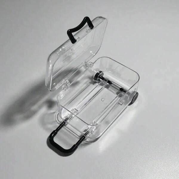 Minimally Designed Style Mini Suitcase, Transparent Jewelry Box, Earrings And Hair Accessories Organizer Small Box For Women Storage Organizer Travel Holiday Essential Fall Decor Autumn Halloween