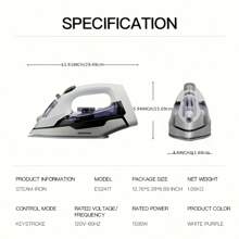 1Pc, Steam Iron For Clothes With Precision Thermostat Dial, Ceramic Coated Soleplate, 3-Way Auto-Off, Self-Cleaning, Anti-Calcium, Anti-Drip, Apartment Essentials, College Dorm Essentials, Back To School Supplies, Home Office Travel Accessories - US A Type Plug(110-127V) - View 3
