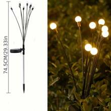 1 件 10 LED 太阳能户外花园灯 - 高效节能，触摸控制景观照明，抛光镍表面，易于安装在草坪和庭院装饰杆上，太阳能花园灯