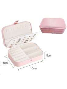 1pc Fashion Creative Unisex Couple Jewelry Box, 3-Layer PU Leather Storage Case For Engagement Gift, Jewelry Organizer Box For Pearls & Small Items, Suitable For Outdoor Travel, Home, Office, School