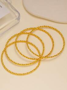 4pcs/Set 18k Gold Plated Braided Wire Bangle Bracelets, Fashionable For Women, Suitable For Party, Gathering, Gift, Daily Wear