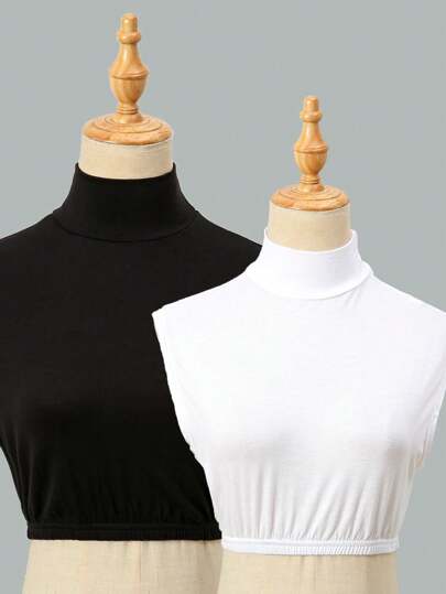 1件装女士加大码纯色圆领可拆卸领饰，优雅休闲薄肩假领，柔软亲肤保暖颈套，四季皆宜