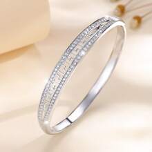 1 件时尚简约锆石手链，精致奢华，适合日常佩戴、约会、婚礼和派对 - 銀色 - 查看 4