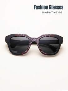 1 副男女通用儿童经典复古卡通矩形时尚眼镜，适合日常、度假、派对使用 - 灰色 - 查看 6