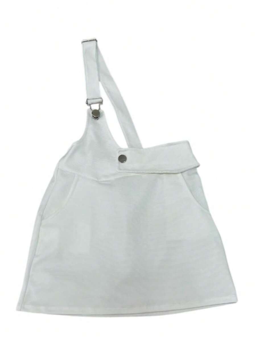 Girls' Sweatshirt Overalls - White - View 1