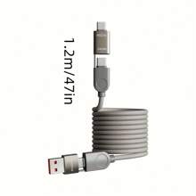[Game Artifact] Cáp dữ liệu từ tính 4 trong 1 sạc siêu nhanh 240W 47 inch, thiết kế lưu trữ thông minh tương thích với iPhone 16, 16 Pro Max, 15, 15 Plus, 15 Pro, 15 Pro Max, 14 Pro Max, 14 Pro, 14 Plus, 13 Pro Max, 13 Pro, 13, 12 Pro, 12, 11, XS, XR, 8 Plus, 8, 7, 6, 20, SE, dành cho iPad, Cáp sạc đa năng OnePlus dành cho điện thoại thông minh và máy tính bảng, Nan bền bỉ và hiệu suất cao - màu đen - Xem 2