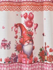 1 JUEGO (3 piezas/Juego) Cortinas con diseño de corazones rosas impresos digitalmente hechas de fibra de acetato y hilo de bambú, adecuadas para la cocina, sala de estar, dormitorio y otras decoraciones del hogar