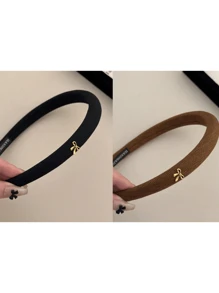 5/1pc Retro Bow Headband, Elegant Solid Color Sponge Bow Hair Band Suitable For Everyday Commute, Makeup, Washing Hair, Casual Outing