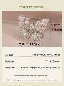 jealous young 1pc Luxury Butterfly Zirconia Openable Women Party Ring With CZ Zirconia Luxry Jewelry Gift