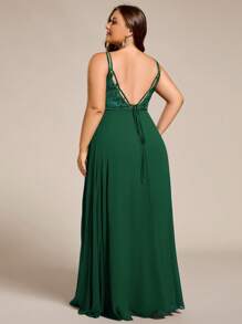 Backless V-Neck Chiffon Bridesmaid Dress, Essential For Weddings - Dark Green - View 6