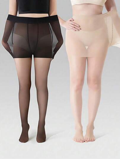 1双加大码女士性感超薄紧身连裤袜，透明防勾丝，适合日常办公和居家穿着，高腰高弹显瘦紧身打底裤，可搭配连衣裙，圣诞礼物佳选