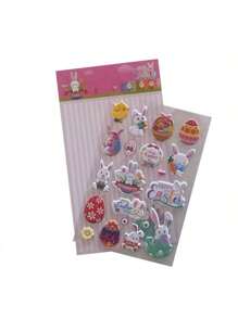 4pcs Easter Egg Stickers, Cute Rabbit & Chick Cartoon 3D Bubble Decorative Stickers, Holiday Party Gifts,School Supplies,Back To School