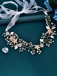 SH236 Luxury Gold Bride Wedding Dress Waistband With Floral Rhinestone Design - Rose Gold - View 7