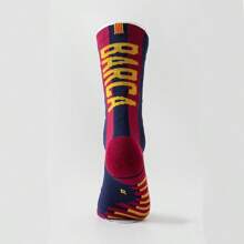 1 Pair Barcelona Red Professional Football/Soccer Socks For Men, Anti-Slip Training Sports Socks With Terry Towel Sole, Mid-Calf Athletic Socks