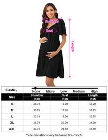 GoyRrbay Maternity Dresses For Baby Shower Women's Knotted V Neck Knee Length Wrap Baby Shower Dress