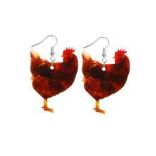 1 Pair Cute Rooster & Hen Realistic Print Lightweight Acrylic Earrings For Women, Easter Holiday Vibe