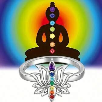 独特的 925 纯银莲花多色锆石戒指，波西米亚风格女士约会、派对、生日礼物，高端珠宝